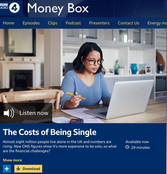 BBC Radio 4: Money Box: I argue it’s cheaper being single